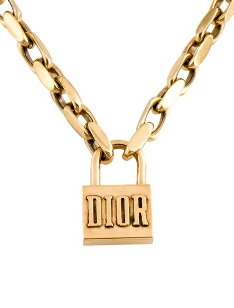 christian dior lock necklace|Christian Dior chunky necklace.